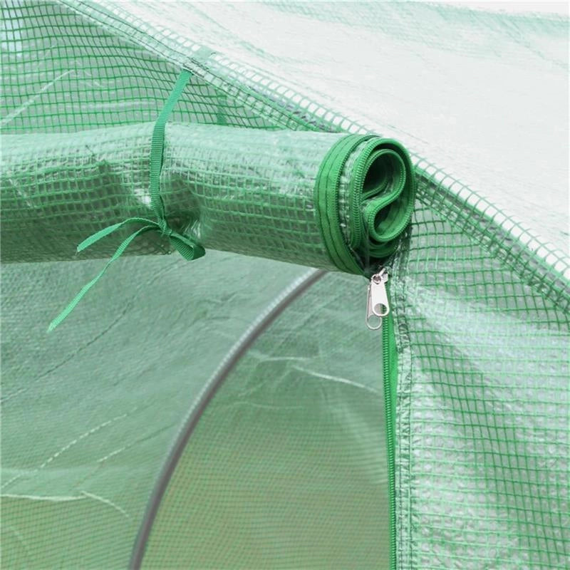 TELO SERRA IN PE CON 6 FINESTRE, PORTA AVVOLGIBILE E BORDI INTERRATI, 3X3X2 M, VERDE