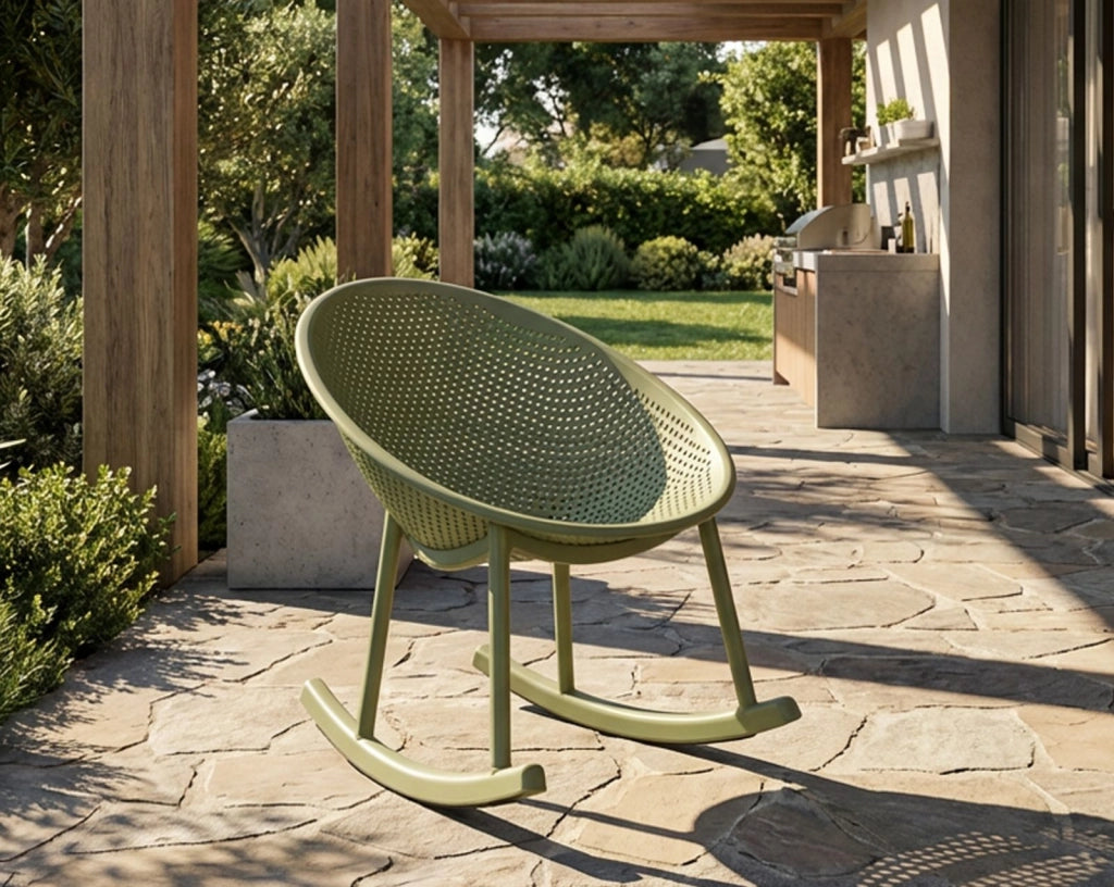 Sedia a Dondolo Ibiza Verde 66x88x80 cm in Polipropilene Verde