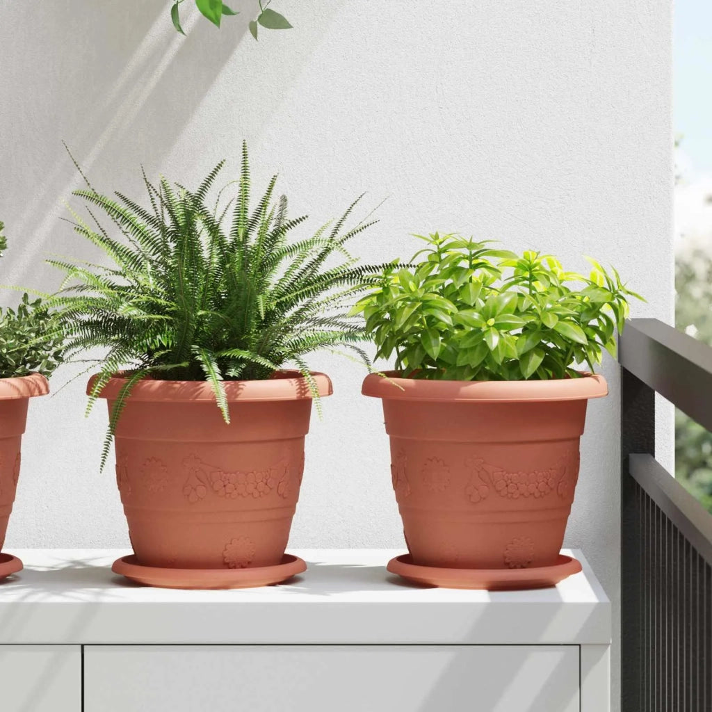 Vasi per Piante 24 pcs Rosso Mattone Ø 22 x 18 cm Plastica