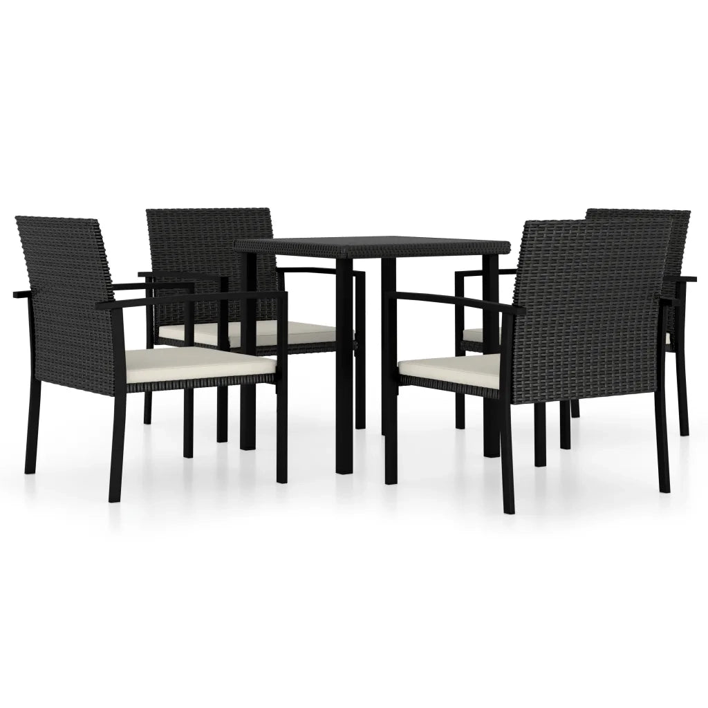Set da Pranzo da Giardino 5 pz in Polyrattan Nero