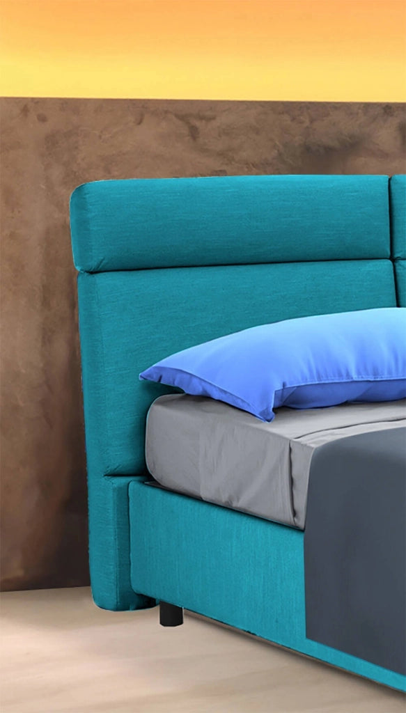 Letto Matrimoniale Ator, Letto Matrimoniale Sfoderabile Made in Italy, Azzurro