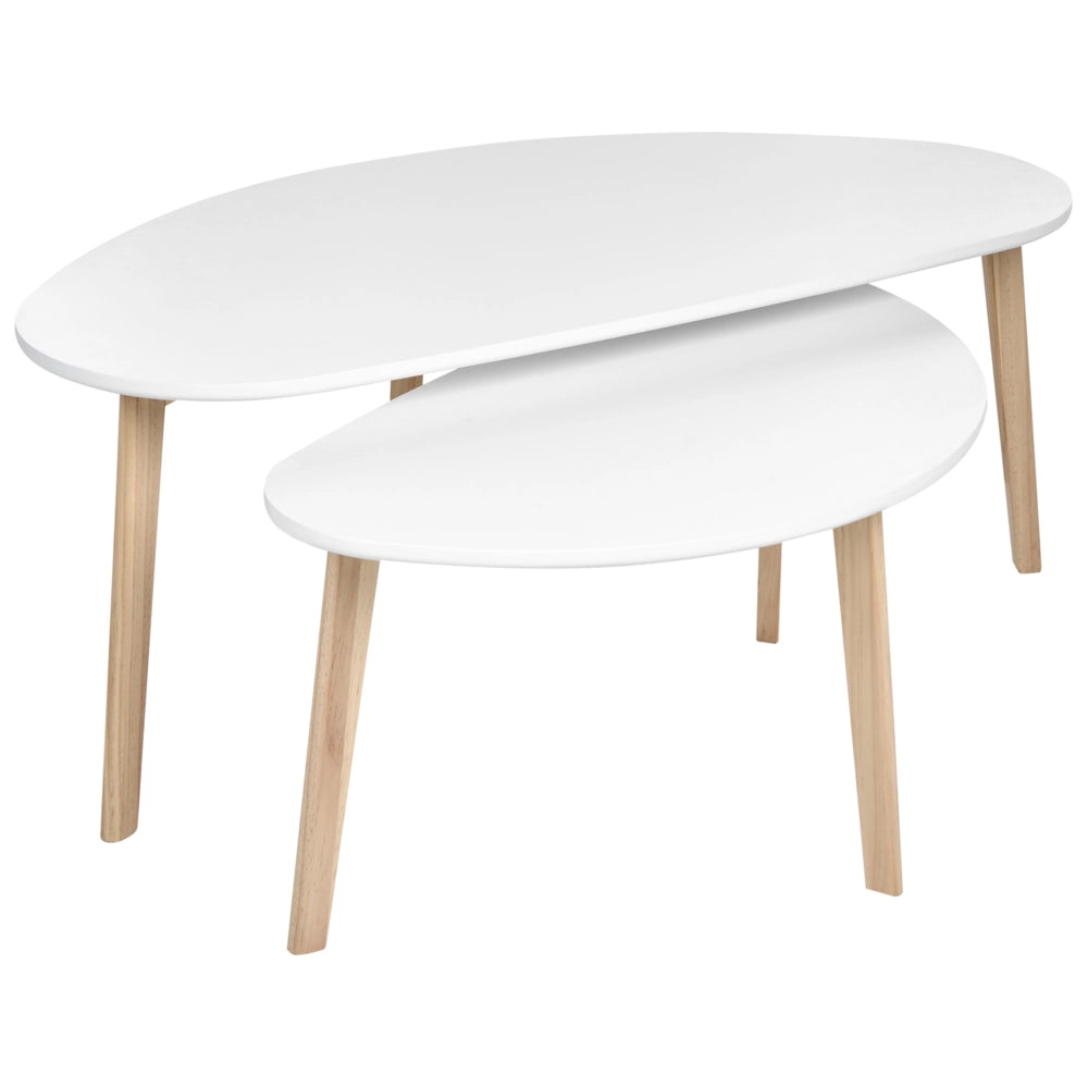 Set di 2 tavolini da caffè gambe in legno di pino piano in MDF stile scandinavo MDF bianco