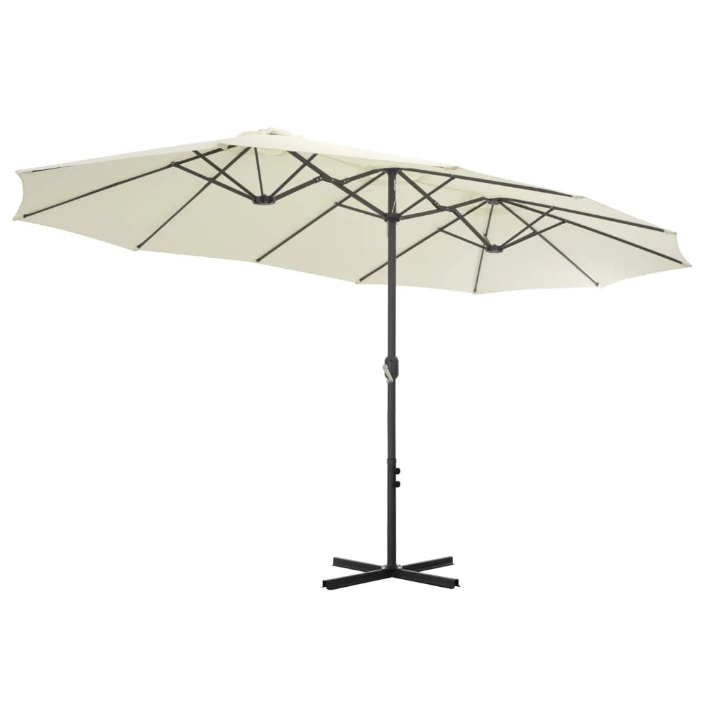 Ombrellone da esterno e palo in alluminio 460 x 270 cm sabbia 02_0008297