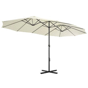 Ombrellone da esterno e palo in alluminio 460 x 270 cm sabbia 02_0008297