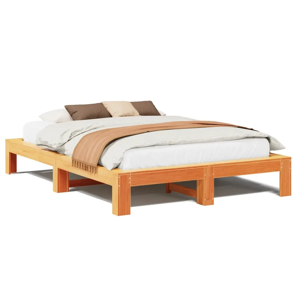 Letto matrimoniale | Letto per adulti | Letto senza Materasso Marrone Cera 160x200 cm in Legno di Pino