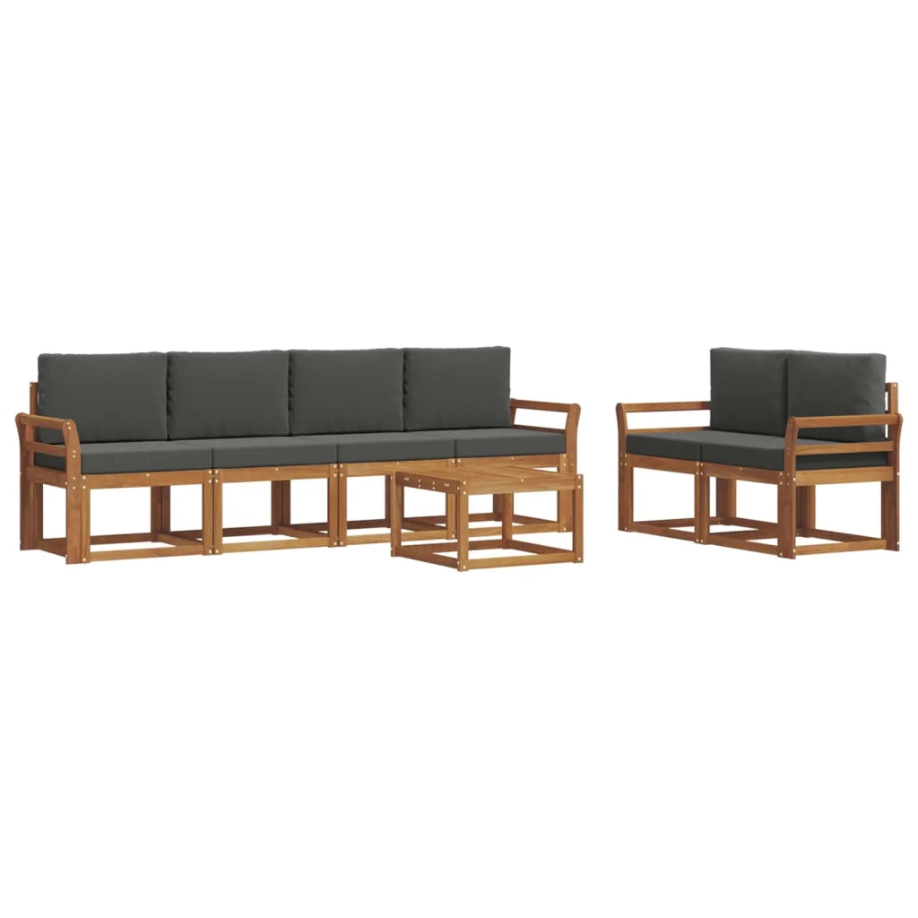 Set di divani da esterno con cuscino 7 pcs Naturale e Antracite