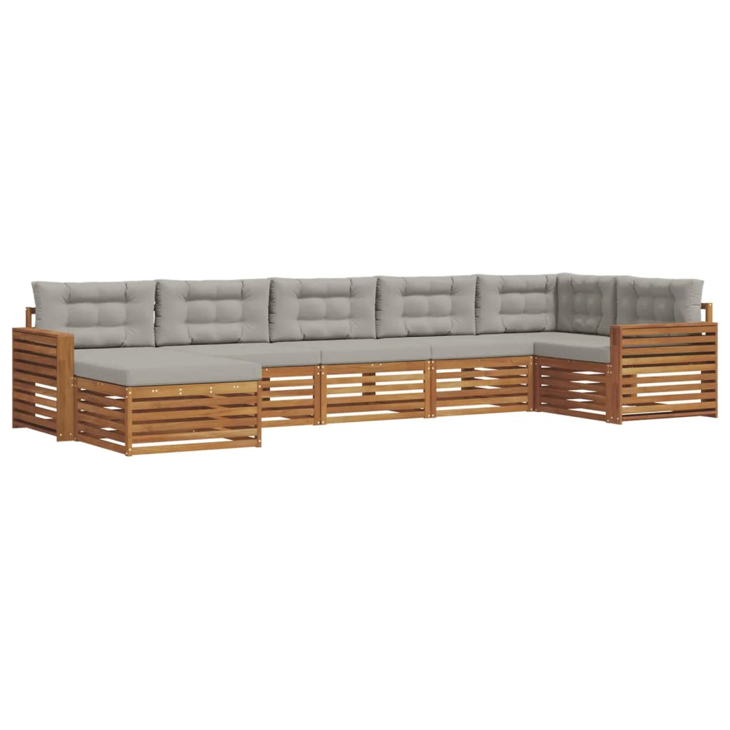 Set di divani da esterno 7 pcs Grigio Naturale e Chiaro