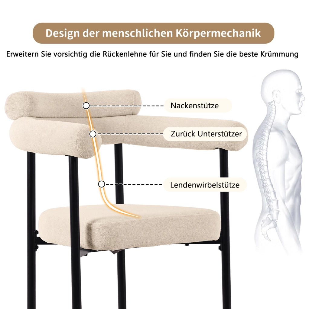 Poltroncina imbottita beige in tessuto effetto camoscio