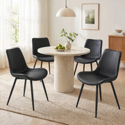 Sedia da pranzo moderna in PU nero con gambe in metallo; 75;5 x 59 x 50;5 cm