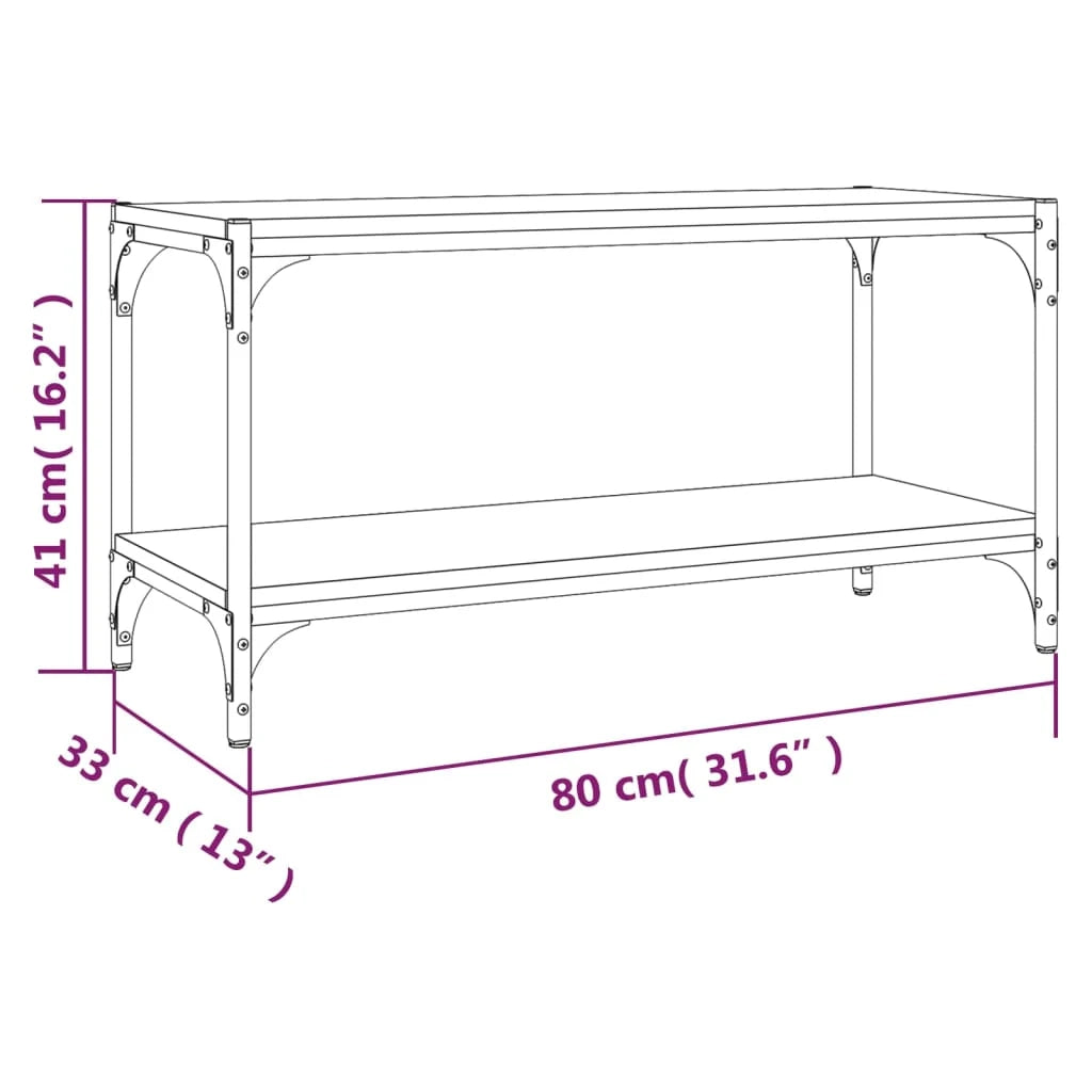 Mobile TV multimediale mensola TV credenza TV sala da pranzo soggiorno camera da letto Sonoma 80 x 33 x 41 cm legno ingegnerizzato e acciaio grigio 02_0028453