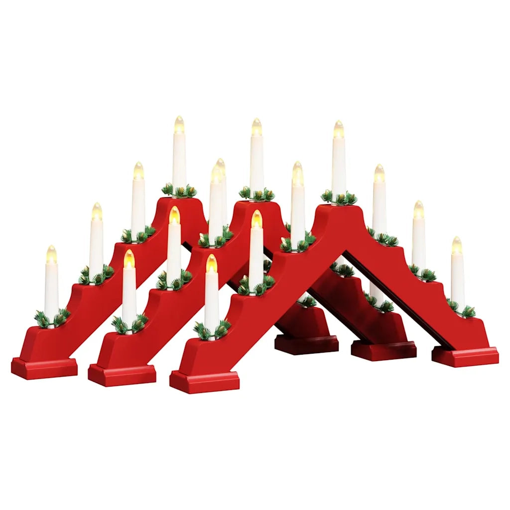 Ponte con Candele di Natale 3 pcs Rosso 39.5 x 5 x 29 cm