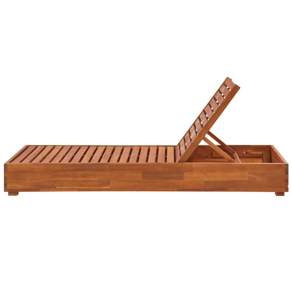 Lettino da giardino in legno di acacia reclinabile con cuscini bianco sporco terrazza giardino esterno