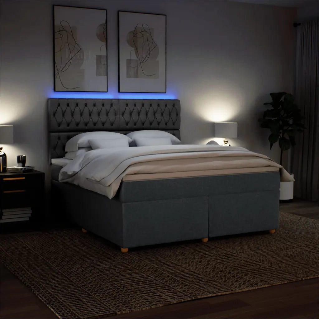 Giroletto a Molle con Materasso Grigio Scuro 180x200 cm Tessuto