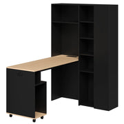 Scrivania pieghevole multifunzionale con ripiani e prese USB - per studio - nero rovere