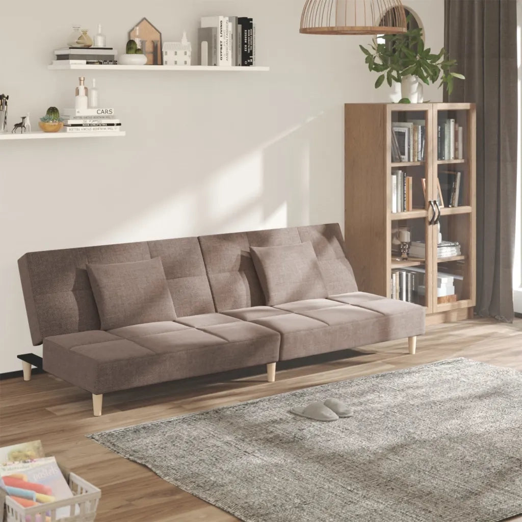 Divano Letto a 2 Posti con 2 Cuscini Tortora in Tessutocod mxl 87462