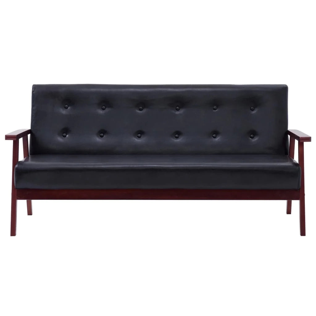 Set divano 2 pezzi 158 x 67 x 73,5 cm similpelle nera 02_0019538