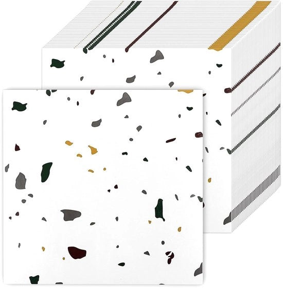 Pavimento in PVC da 40 pezzi 30x30cm autoadesivo pavimento in vinile impermeabile antiscivolo per cucina soggiorno e bagno - Disegni colorati su base bianca