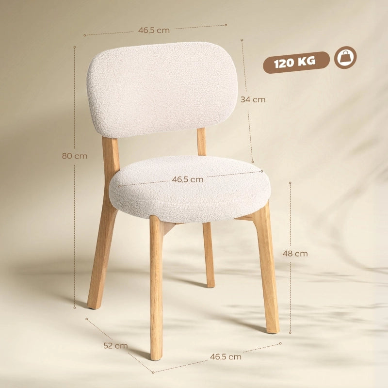 SEDIE da pranzo Set da 2 pezzi 46,5x52x80 cm Legno Crema