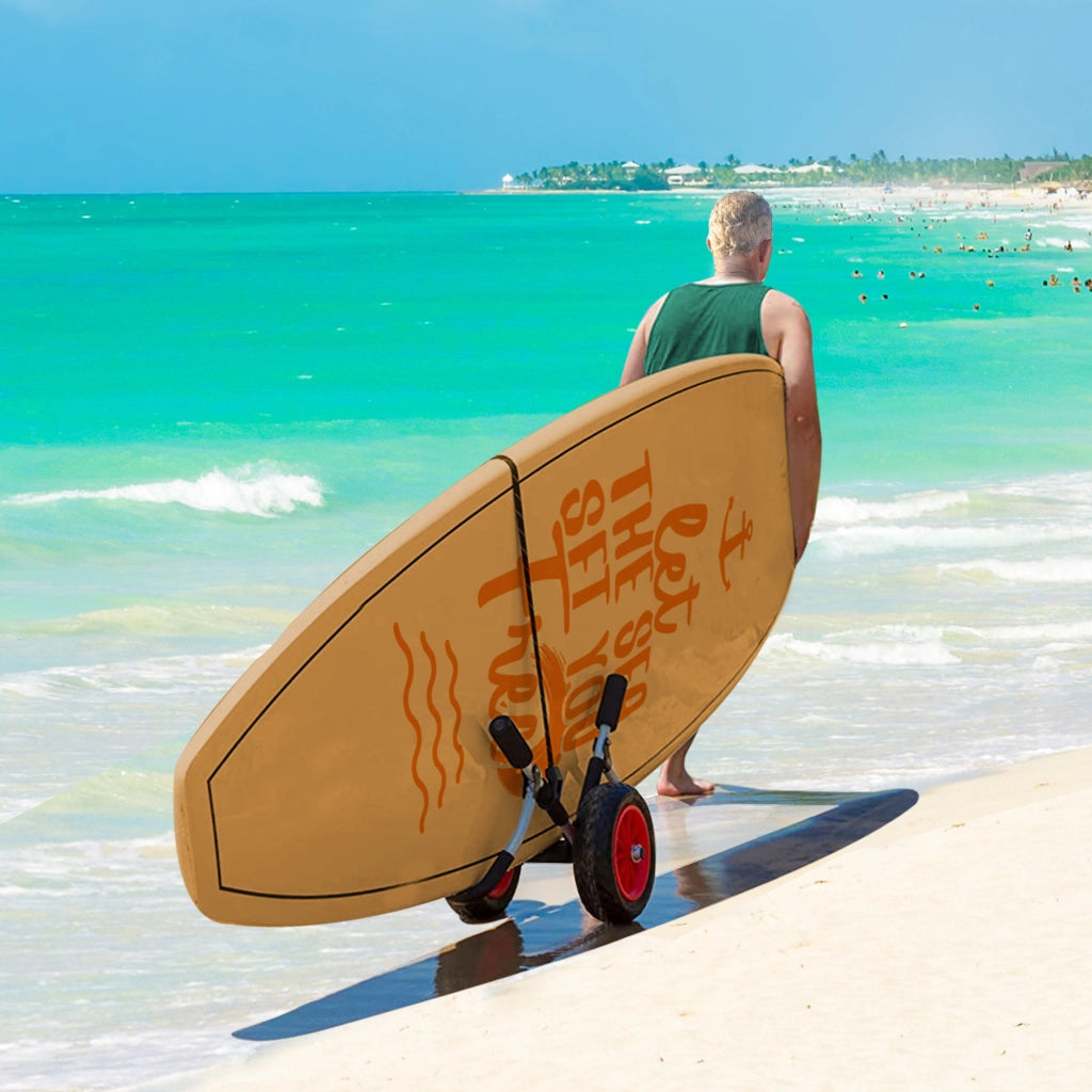 Carrello Pieghevole per Tavole da Surf con 2 Ruote ¨C zephmum ¨C Nero e Rosso 64x55x38,5 cm