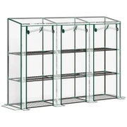 Serra da Giardino con Ripiani a 3 Livelli, Serra da Balcone, 3 Porte Avvolgibili con Zip, 215 x 46 x 151 cm, Verde
