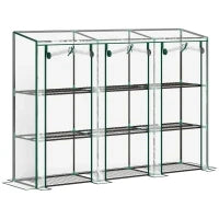 Serra da Giardino con Ripiani a 3 Livelli, Serra da Balcone, 3 Porte Avvolgibili con Zip, 215 x 46 x 151 cm, Verde