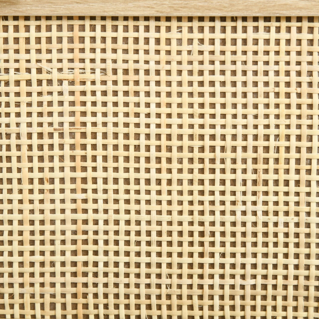 Cassettiera 4 Cassetti 80x38x80 cm in Truciolato e Rattan Nero e Color Legno