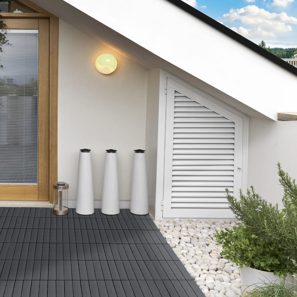 Set Piastrelle per Esterni in HDPE Riciclato ¨C zephmum ¨C Grigio 30x30x2.2 cm
