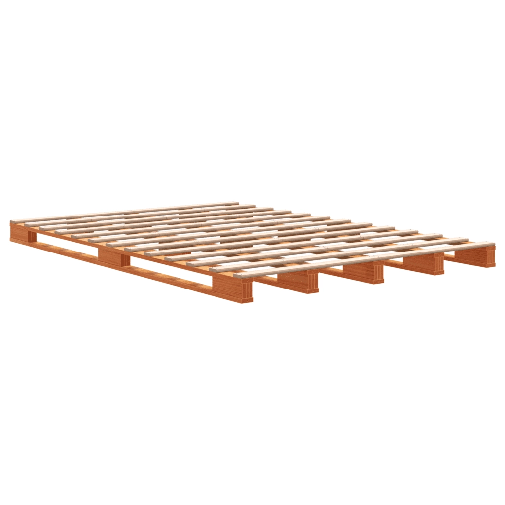 Letto Pallet Marrone Cera 140x200 cm in Legno Massello di Pino 844455