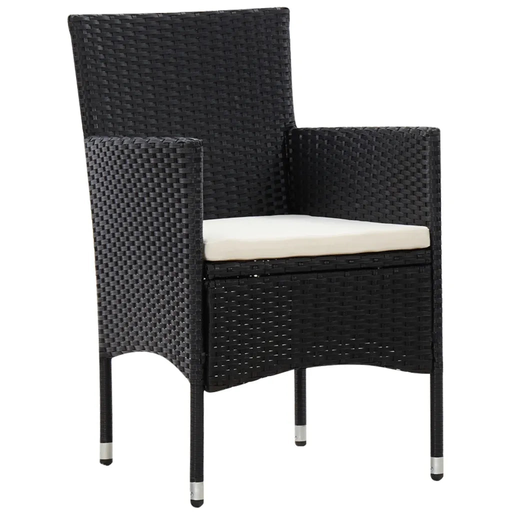 Set Divani da Giardino 5 pz con Cuscini in Polyrattan Nero 45893