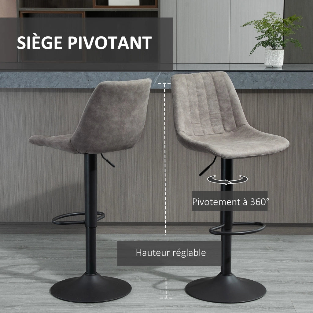 Sgabello da bar vintage regolabile girevole con poggiapiedi ¨C Xylo ¨C grigio set di 2