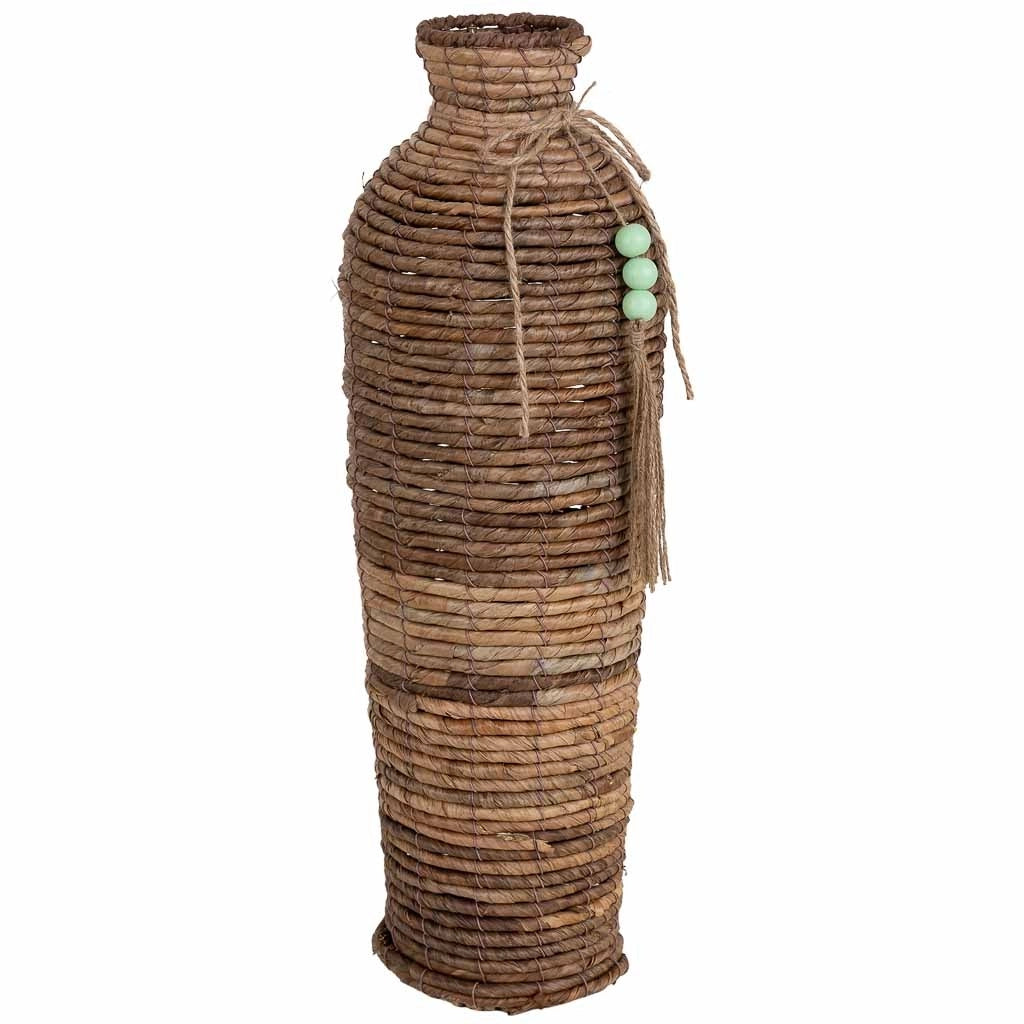 Vaso in foglia di banano naturale marrone, D17x58h cm