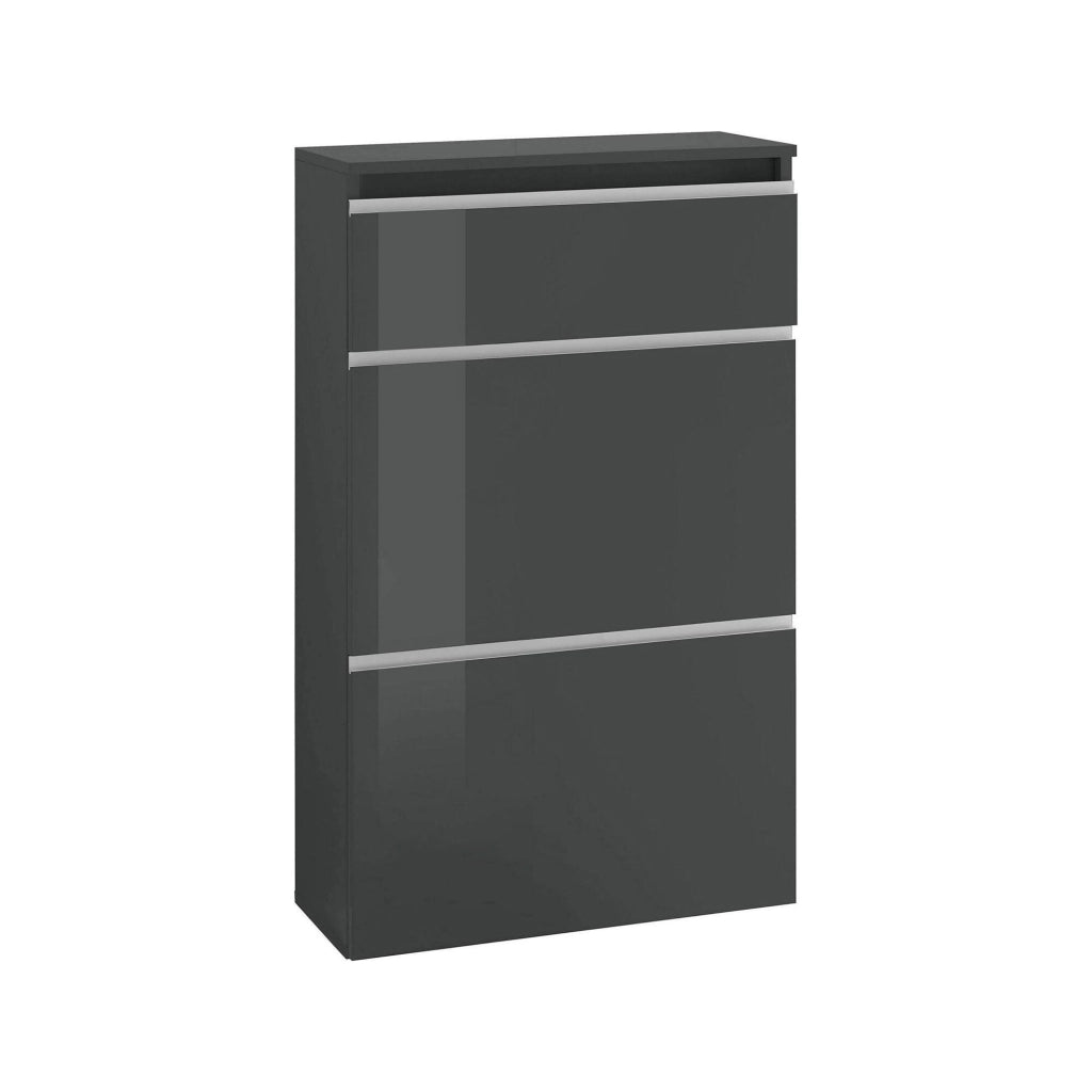 Mobile Portascarpe Alejandra, Scarpiera 12 Paia Made in Italy, 60x27x108h cm Nero Antracite Lucido
