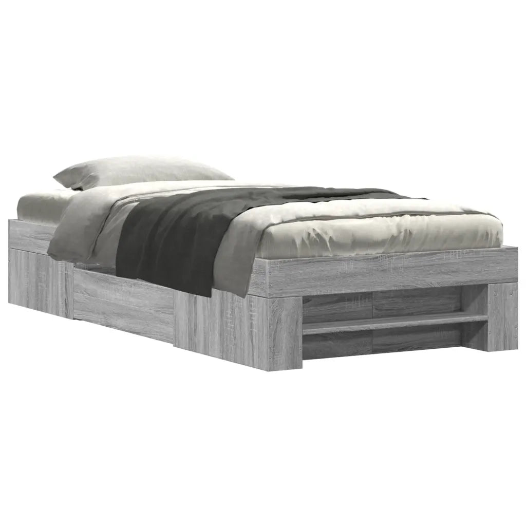 Letto singolo | Letto per adulti | Giroletto Grigio Sonoma 75x190 cm in Legno Multistrato