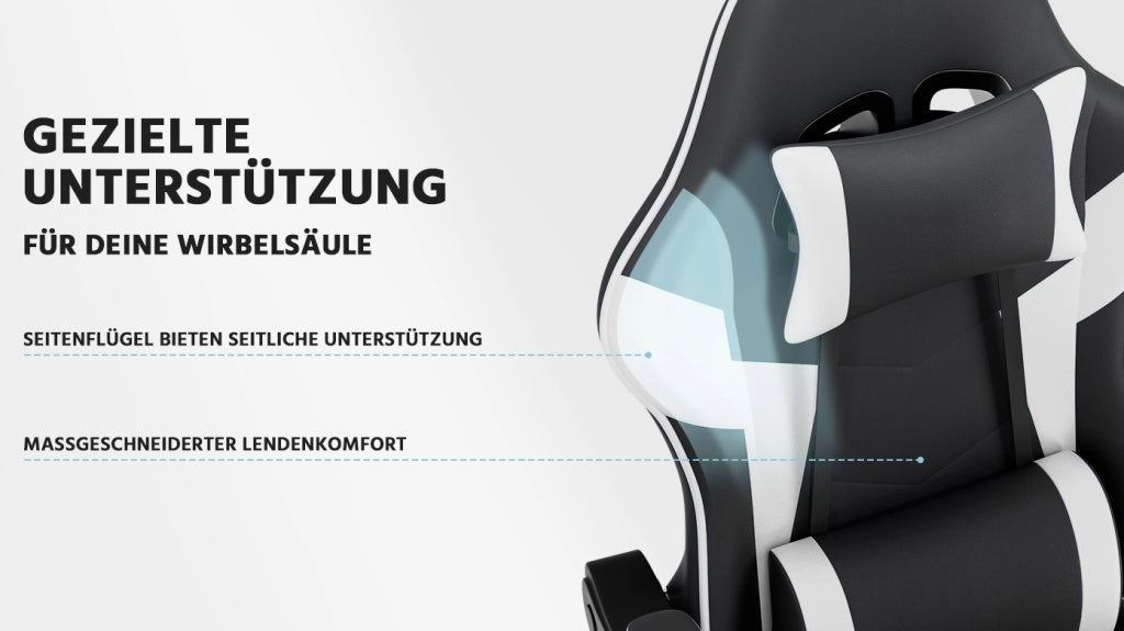 SEDIA GAMING Ergonomica in PVC Nero e Bianco