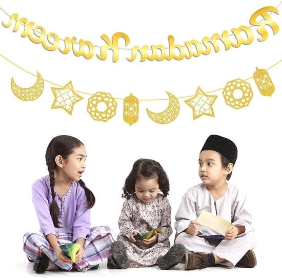 Drappi luminosi per Ramadan e Eid Mubarak, 2 pezzi - Decorazioni per Ramadan e Eid Mubarak
