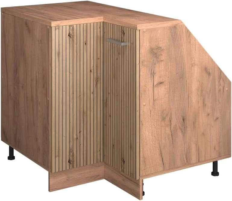Mobile sottotetto Mobile angolare Rion, Rovere artigianale, 75.6 x 81.6 cm con 1 porta, carcassa dell’armadio profondità 60 cm, adatto per il salvaspazio sotto tetti spioventi