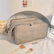 Borsa cosmetica per donne - 28,5 x 16 x 15,5 cm grande borsa con maniglia - chiusura a doppio raccordo - borsa cosmetica impermeabile multifunzionale - grigia - 28,5*16*15,5cm