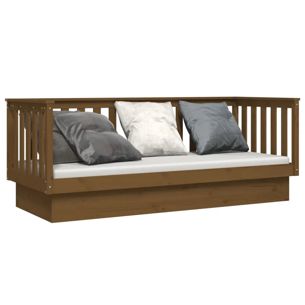 Letto singolo | Letto per adulti | Dormeuse Marrone Ambra 75x190 cm in Legno Massello di Pino
