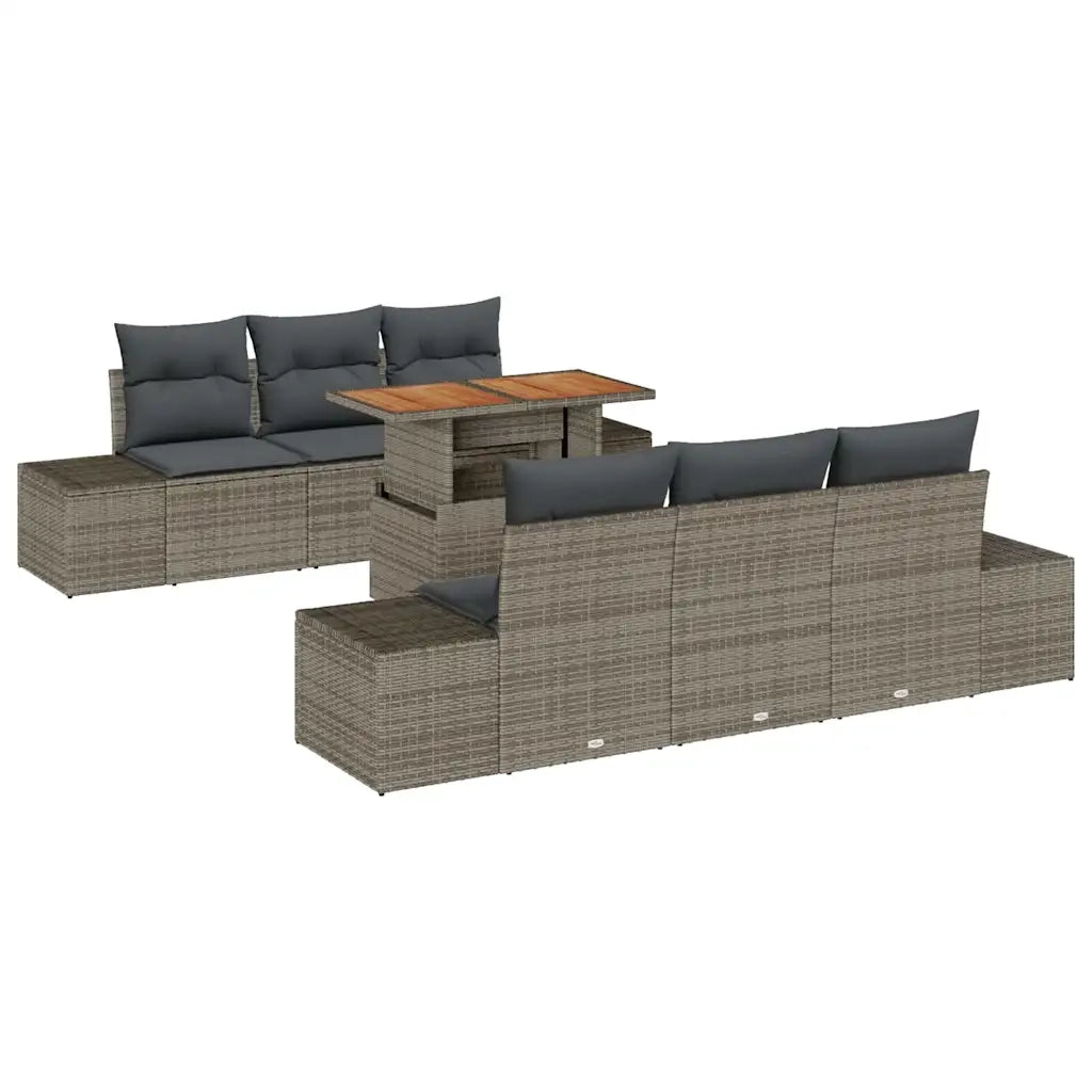 Set da Pranzo per Giardino con cuscino 7 pcs Grigio e Marrone 3349908