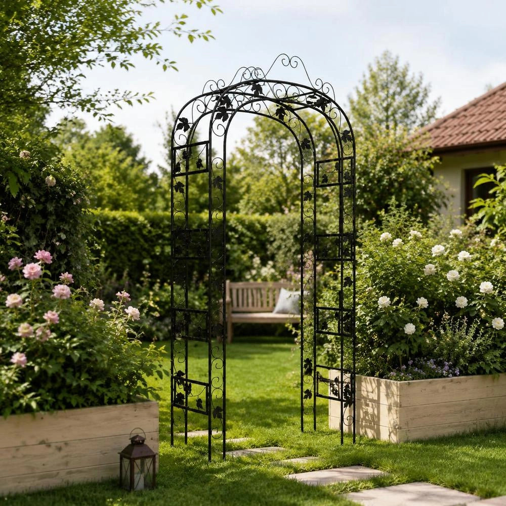 Garden Arch, Black, 116x45x240 Cm, Steel