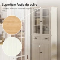 Mobile Dispensa a 5 Livelli con Cassetto Centrale in MDF e Truciolato, 76x40x182.5 cm, Bianco Crema