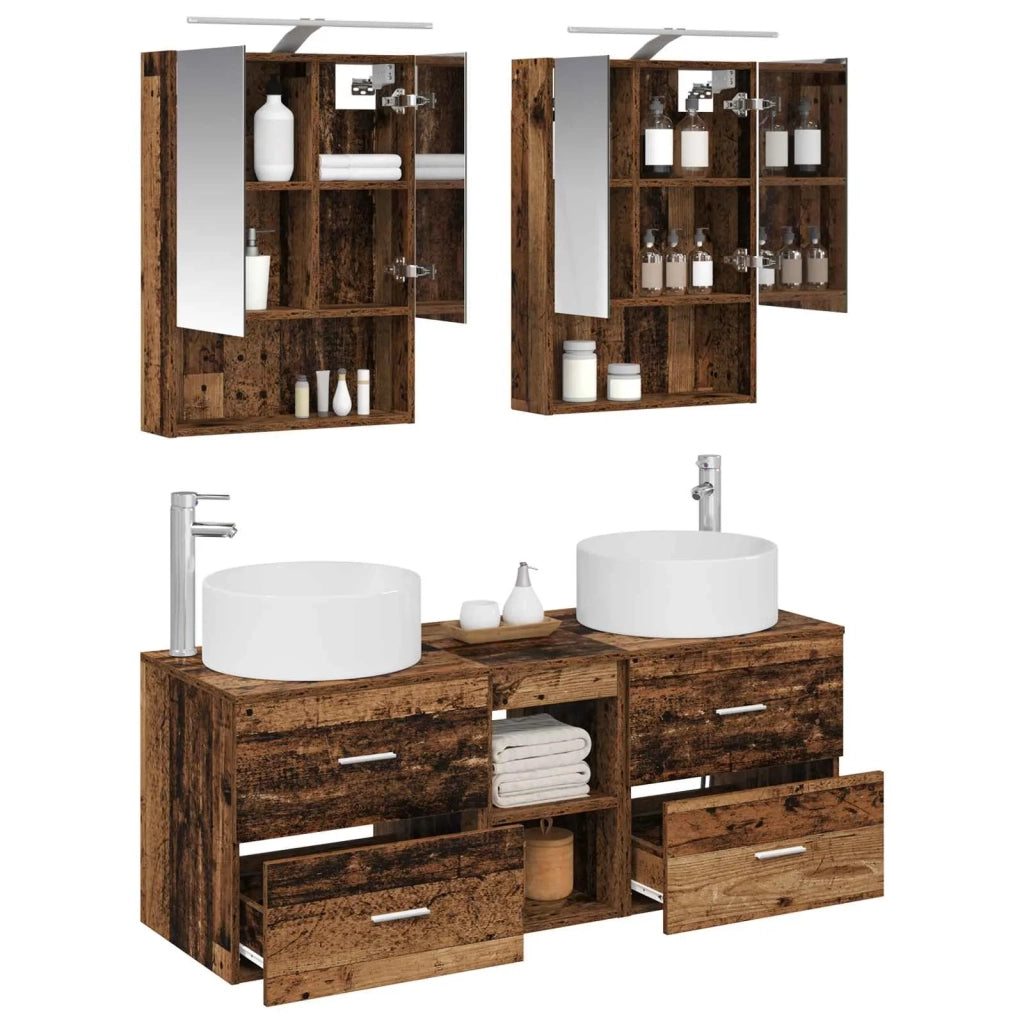 Set di mobili per il bagno 5 pcs Legno antico 3407085