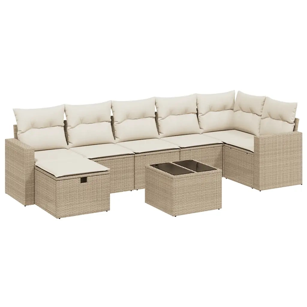 Set Divano da Giardino 8 pz con Cuscini Beige in Polyrattan 3263514