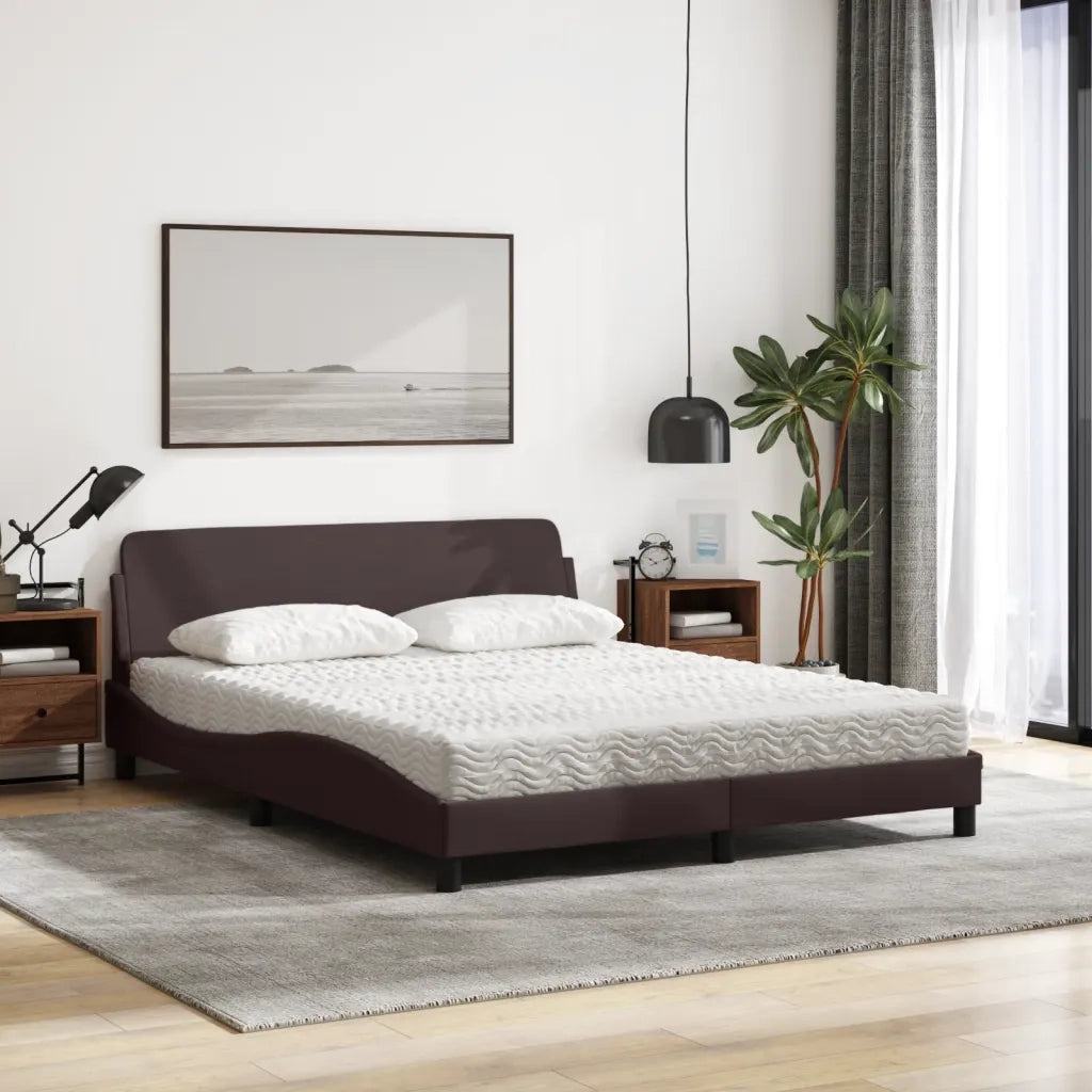 Letto con Materasso Dover Marrone Scuro 160x200cm Tessuto 3208427