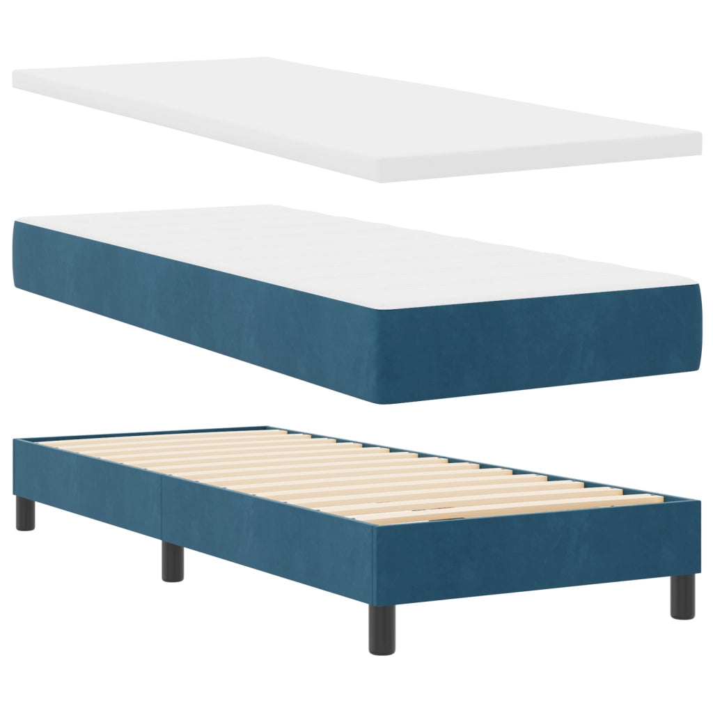 Letto a Box Spring con Materasso e LED Blu Scuro 80x200 cm in Velluto