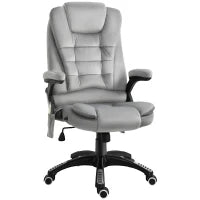 Sedia da Ufficio con Funzione Massaggiante e Altezza Regolabile, in PU, 67x67x116-126 cm, Grigio