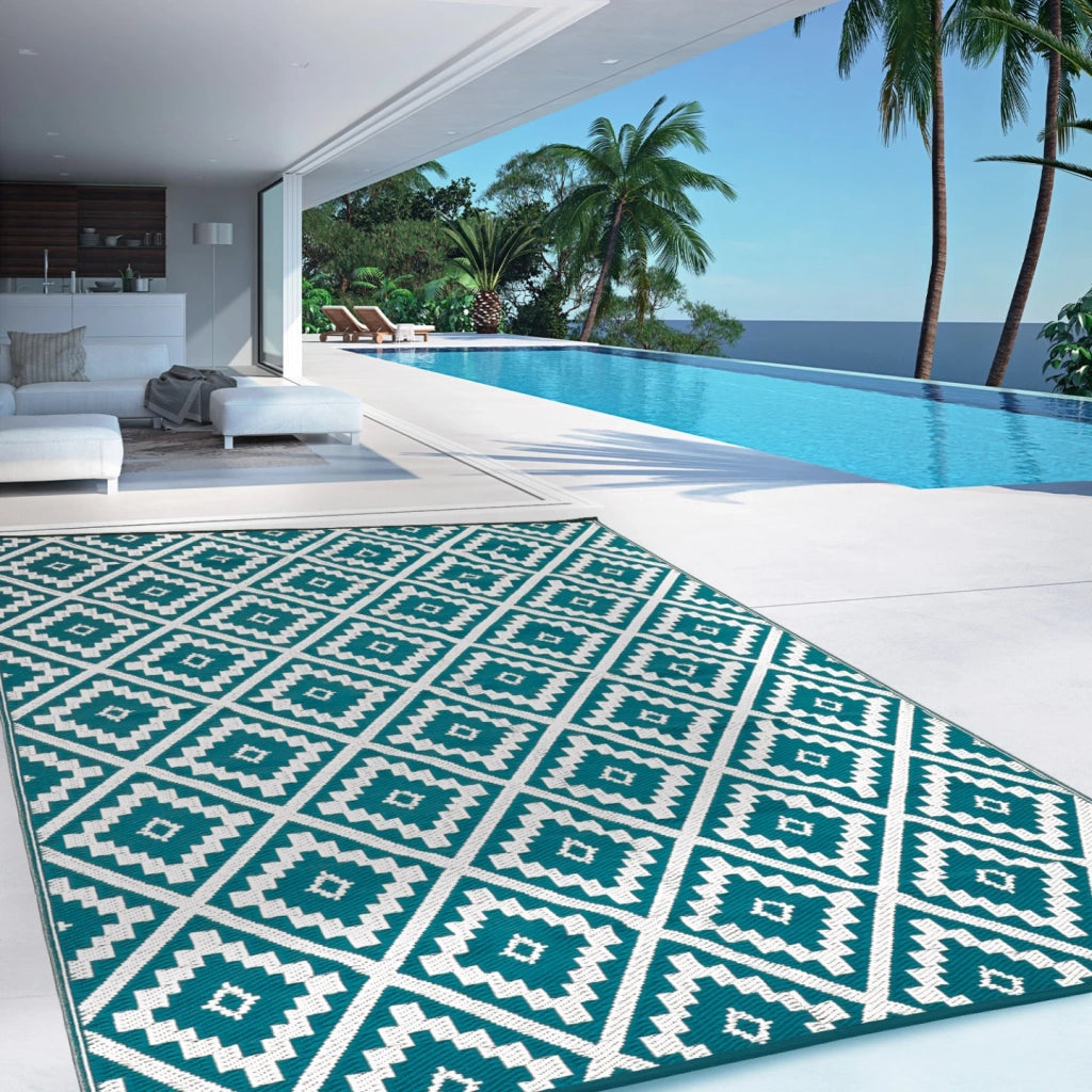 IDMarket - Tappeto per esterni BAHAMAS blu anatra 270 x 470 CM