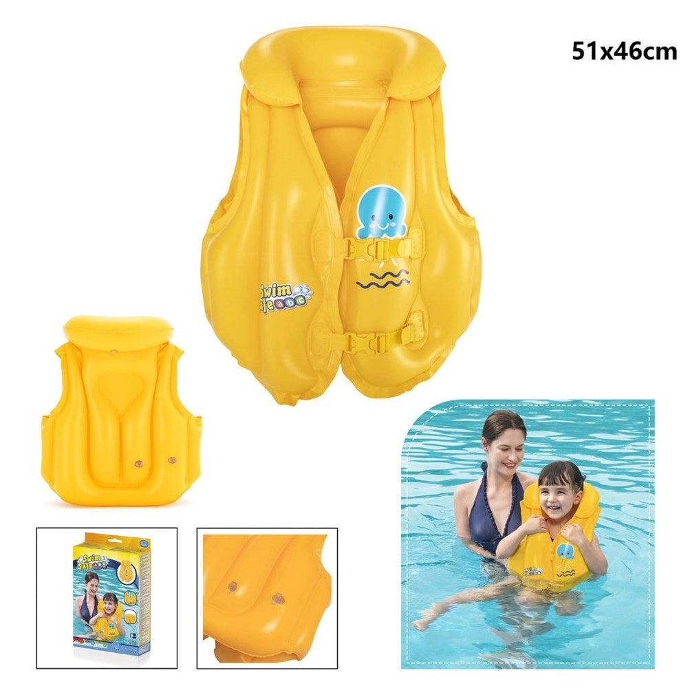 Trade Shop - Giubbotto Salvagente Gonfiabile Nuoto 2 Fibbie Regolabili Per Bambini 3-6 Anni 32034w -