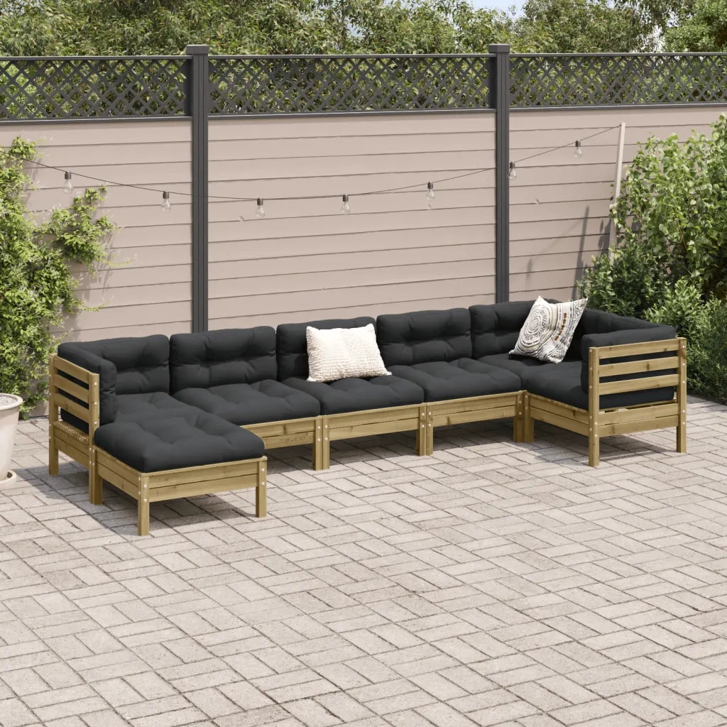 Set Divani da Giardino 7pz con Cuscini Legno Impregnato di Pino 3299551