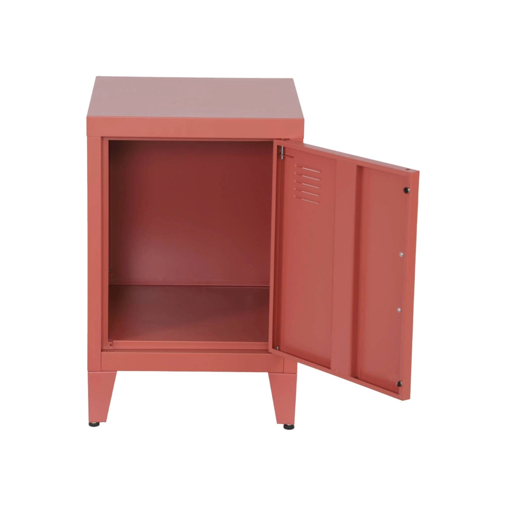 Set 2 comodini industriali, 1 anta, terracotta
